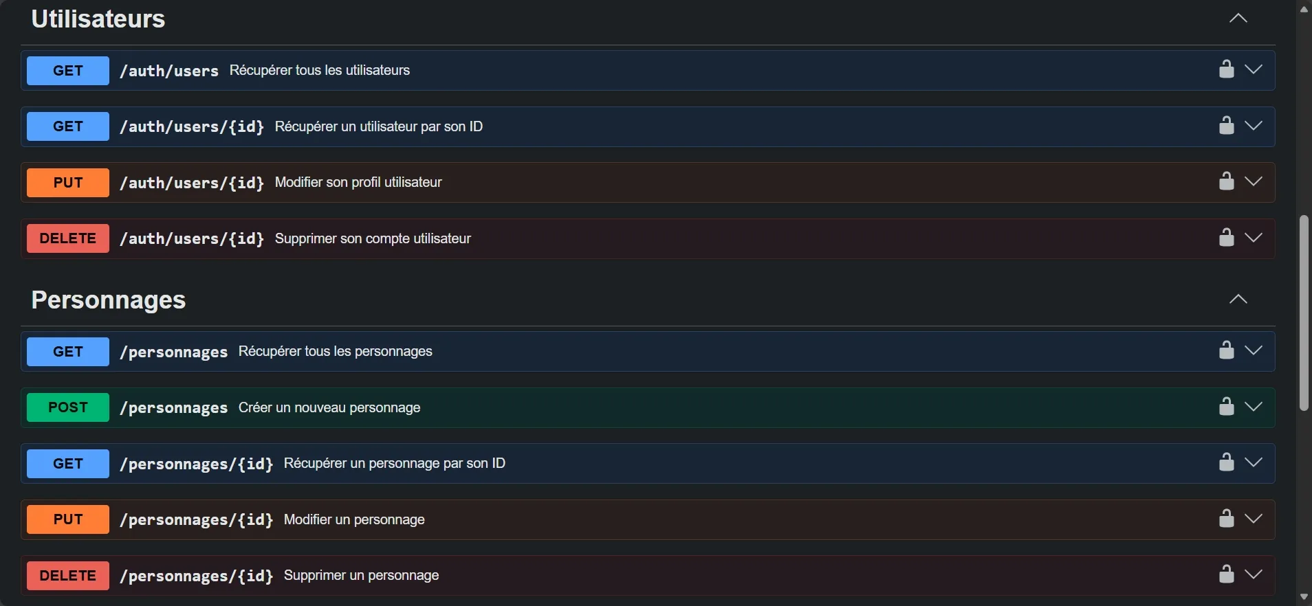 API Gestion de Personnages de Films